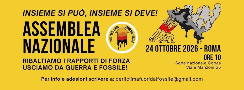 24 ottobre assemblea nazionale fuori dal fossile